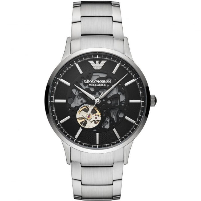 Emporio Armani Meccanico Automatic Black Dial Silver Steel Strap Watch For Men - AR60055 - Image 2